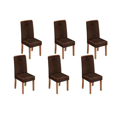Kit 6 Cadeiras De Cozinha Zoe 6 Un Cedro Suede Moca