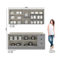 Kit Cozinha Modulada 6 Peças Americana 2 Aéreos + 2 Balcões + 2 Complementos Cz152 Cinza - 5