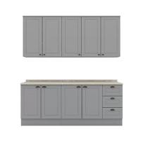 Kit Cozinha Modulada 6 Peças Americana 2 Aéreos + 2 Balcões + 2 Complementos Cz152 Cinza - 8