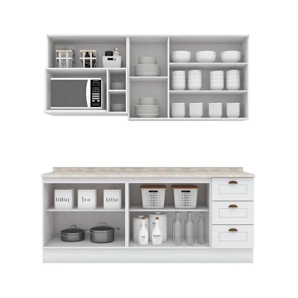 Kit Cozinha Modulada 7 Peças Americana 2 Aéreos + 2 Balcões + 1 Nicho + 2 Complementos Cz146 Branco - 6