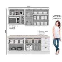 Kit Cozinha Modulada 7 Peças Americana 2 Aéreos + 2 Balcões + 1 Nicho + 2 Complementos Cz146 Branco - 5