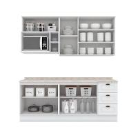 Kit Cozinha Modulada 7 Peças Americana 2 Aéreos + 2 Balcões + 1 Nicho + 2 Complementos Cz146 Branco - 6