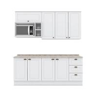 Kit Cozinha Modulada 7 Peças Americana 2 Aéreos + 2 Balcões + 1 Nicho + 2 Complementos Cz146 Branco - 7