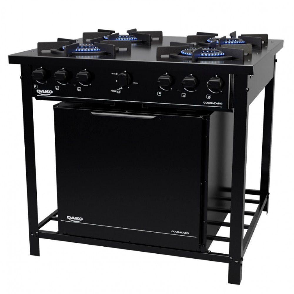 Fogão Industrial Dako 4 Bocas Com Forno E Tripla Chama Preto - 2