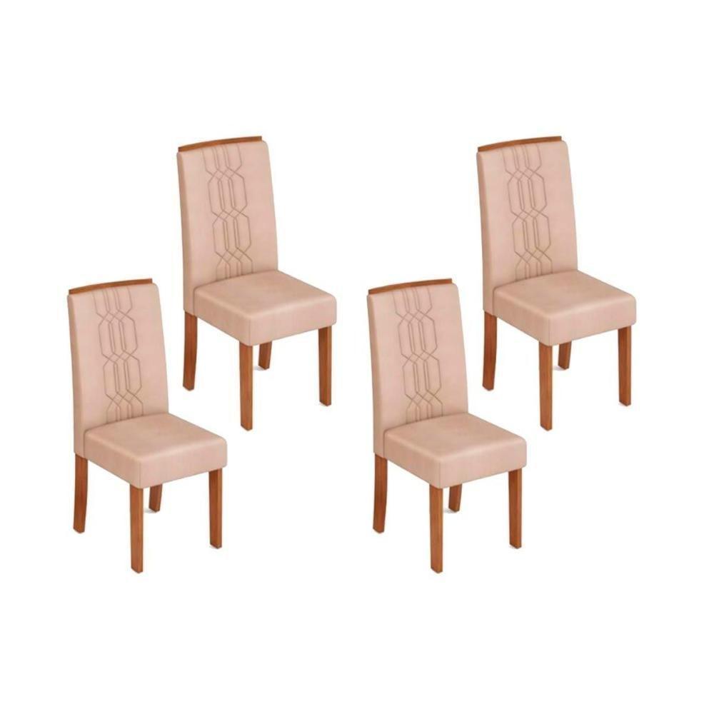 Kit 4 Cadeiras De Cozinha Zoe 4 Un Freijó Suede Creme - 1