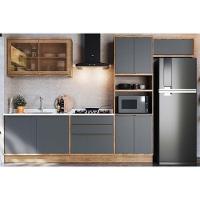 Kit Cozinha Modulada 6 Peças Versalis 2 Aéreos + 2 Balcões + 1 Torre Quente + 1 Complemento C6p163 Freijó Grafite Herval - 1