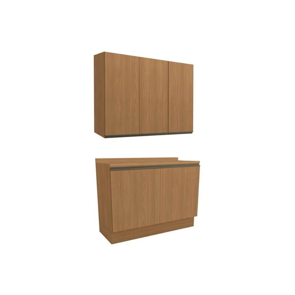 Kit Cozinha Modulada 3 Peças Maxxi 1 Aéreo + 1 Balcão + Complemento C3p36 Canela - 1