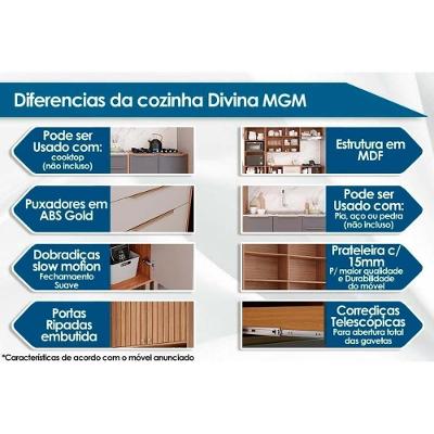Kit Cozinha Modulada 2 Peças Divina 1 Aéreo + 1 Balcão Cz007 Freijó Off White
