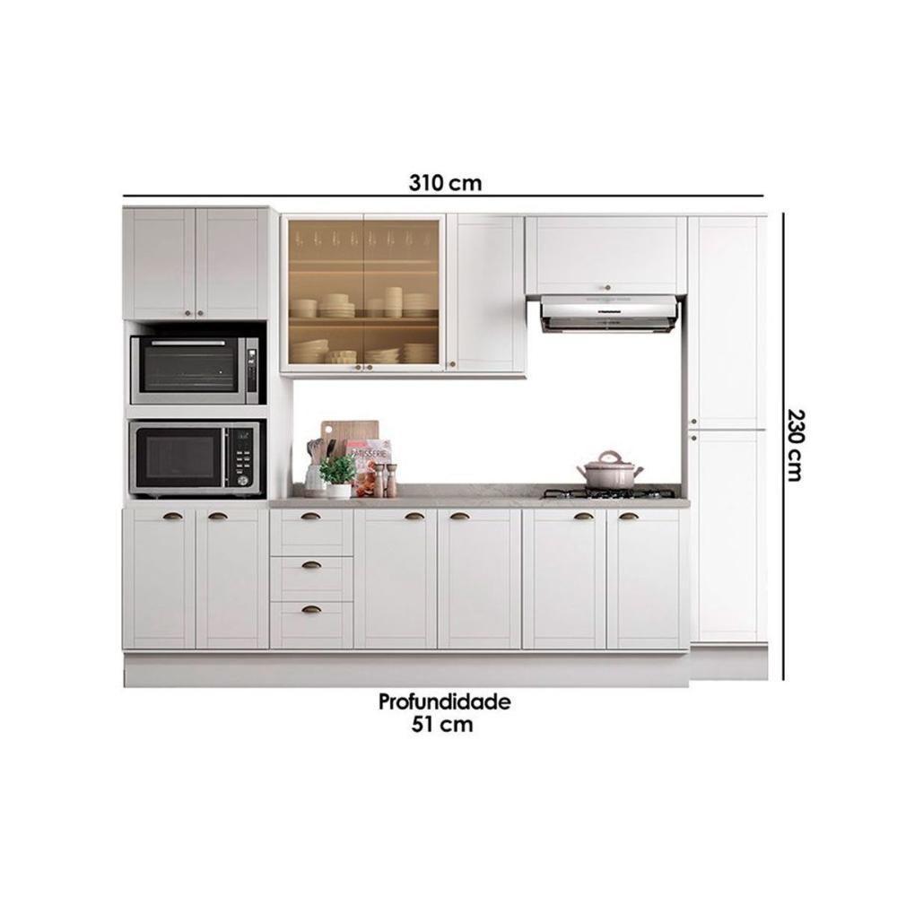 Kit Cozinha Modulada 7 Peças Bella 2 Aéreos + 2 Balcões+ 1 Paneleiro + 1 Torre Quente + 1 Complemento C7p198 Nogal Cinza - 2