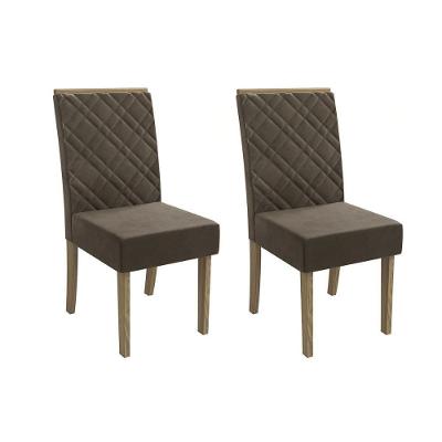 Kit 2 Cadeiras De Cozinha 2cad149 2 Un Canela Suede Marrom