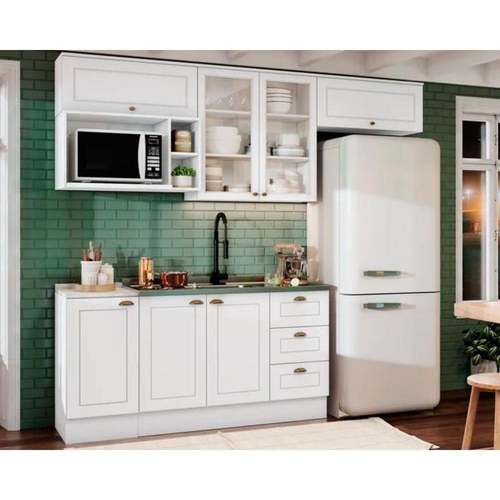 Kit Cozinha Modulada 7 Peças Americana 4 Aéreos + 2 Balcões + 1 Complemento Sem Pia Cz141 Branco - 1