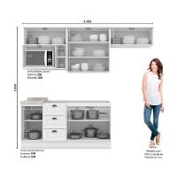 Kit Cozinha Modulada 7 Peças Americana 4 Aéreos + 2 Balcões + 1 Complemento Sem Pia Cz141 Branco