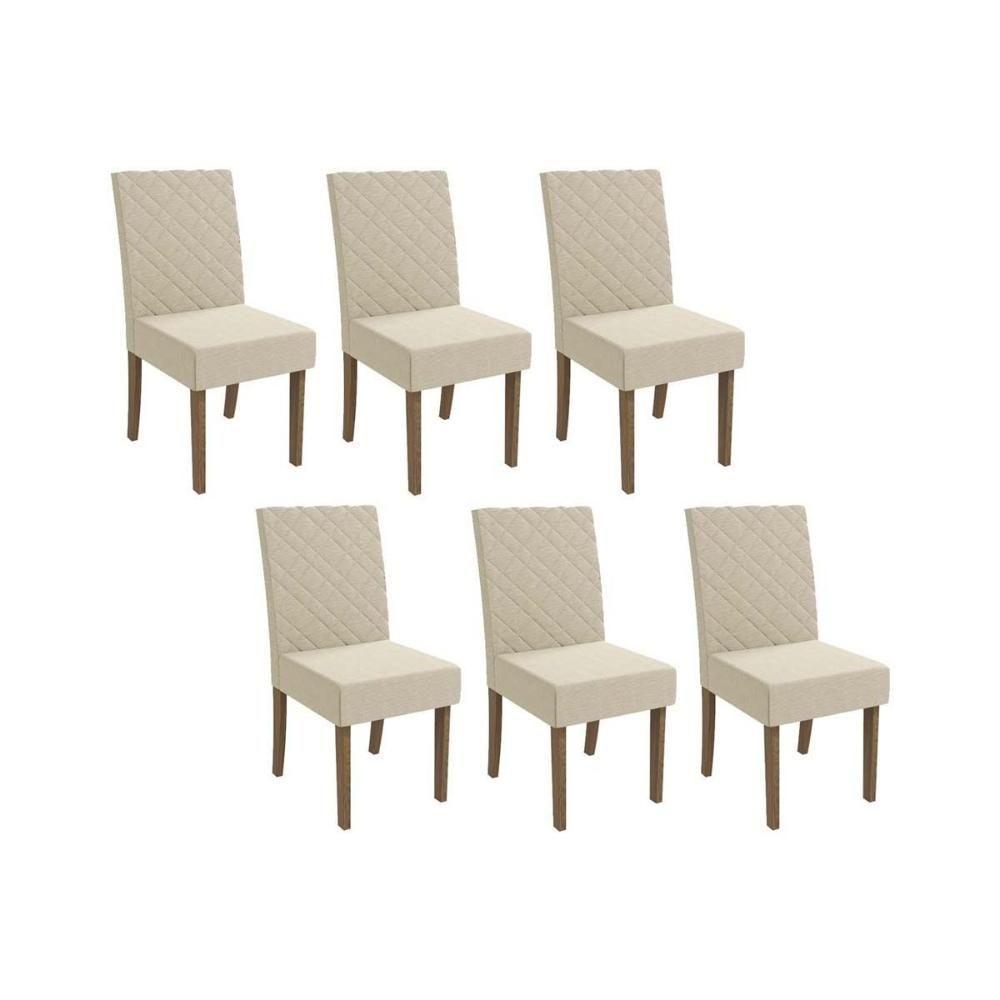 Kit 2 Cadeiras De Cozinha 2cad133ng 6 Un Nogueira Linho Bege A019 - 1