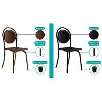 Kit 2 Cadeiras De Cozinha 1738 Aço 2 Uni Preto Linho Grafite Courano Preto