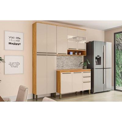 Kit Cozinha Modulada 3 Peças Nápoli Prime 1 Aéreo + Balcão + 1 Paneleiro C3p02 Amendoa Off White Ronipa