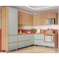 Kit Cozinha Modulada 9 Peças Rainha Gourmet 4aéreos+4balcões+ 1 Paneleiro C9p34 Nature Verde - 1