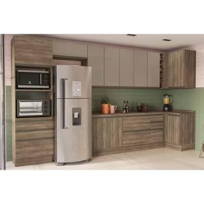 Módulo Cozinha Maxxi 11 Peças 43 Aéreos + 3 Balcões + 1 Paneleiro+3complementos C11p22 Nogal