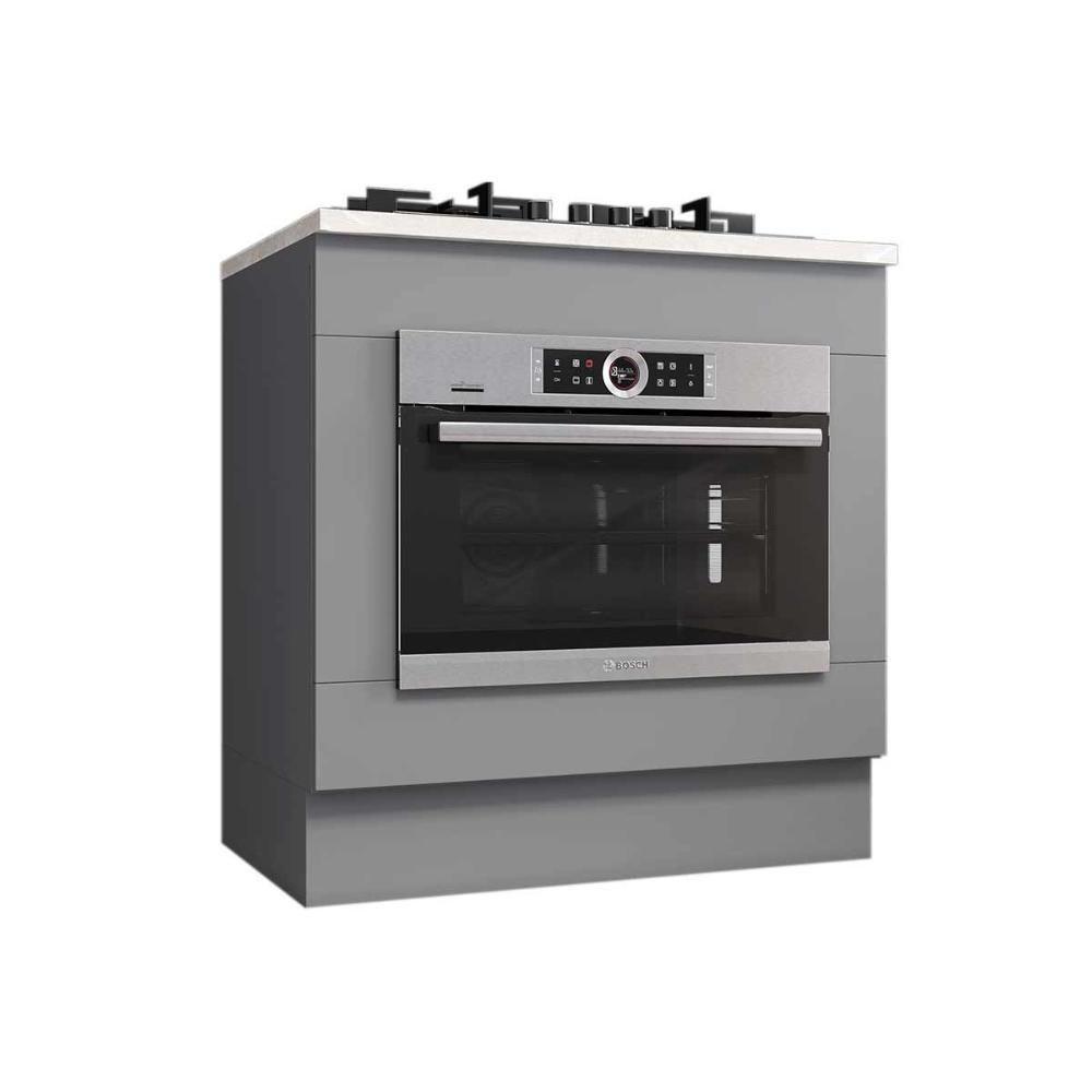 Módulo Cozinha Americana Balcão Com Tampo Para Forno De Embutir E Cooktop 80cm Branco2 Aéreos + 1 Balcão + 1 Complemento - 5