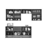 Kit Cozinha Modulada 7 Peças Esplêndida 4 Aéreos + 2 Balcões + 1 Torre Quente C7p183 Freijó Off White