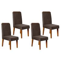 Kit 4 Cadeiras De Cozinha Lia 4 Un Freijó Suede Moca - 1