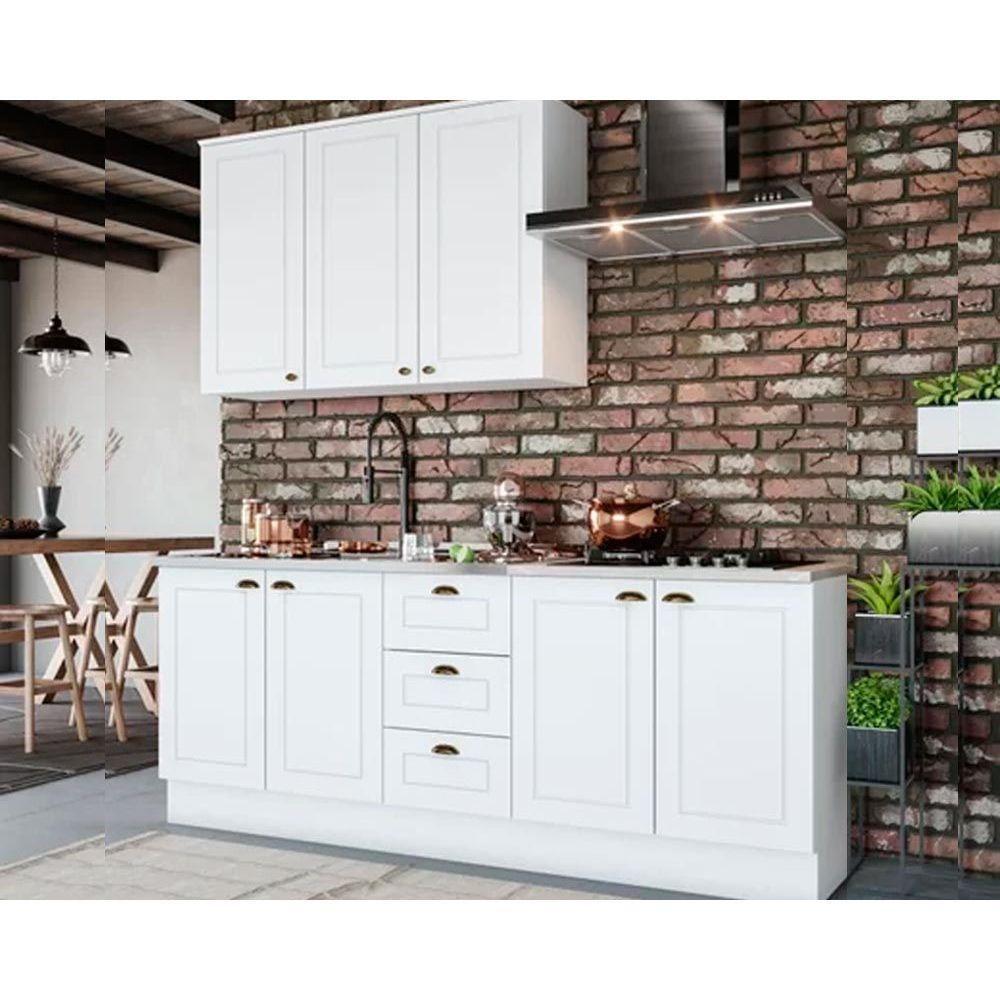 Kit Cozinha Modulada 4 Peças Americana 1 Aéreo + 2 Balcões + 1 Complemento Sem Pia Cz126 Branco - 1