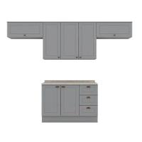 Kit Cozinha Modulada 5 Peças Americana 3 Aéreos + 1 Balcão + 1 Complemento Cz134 Cinza - 6