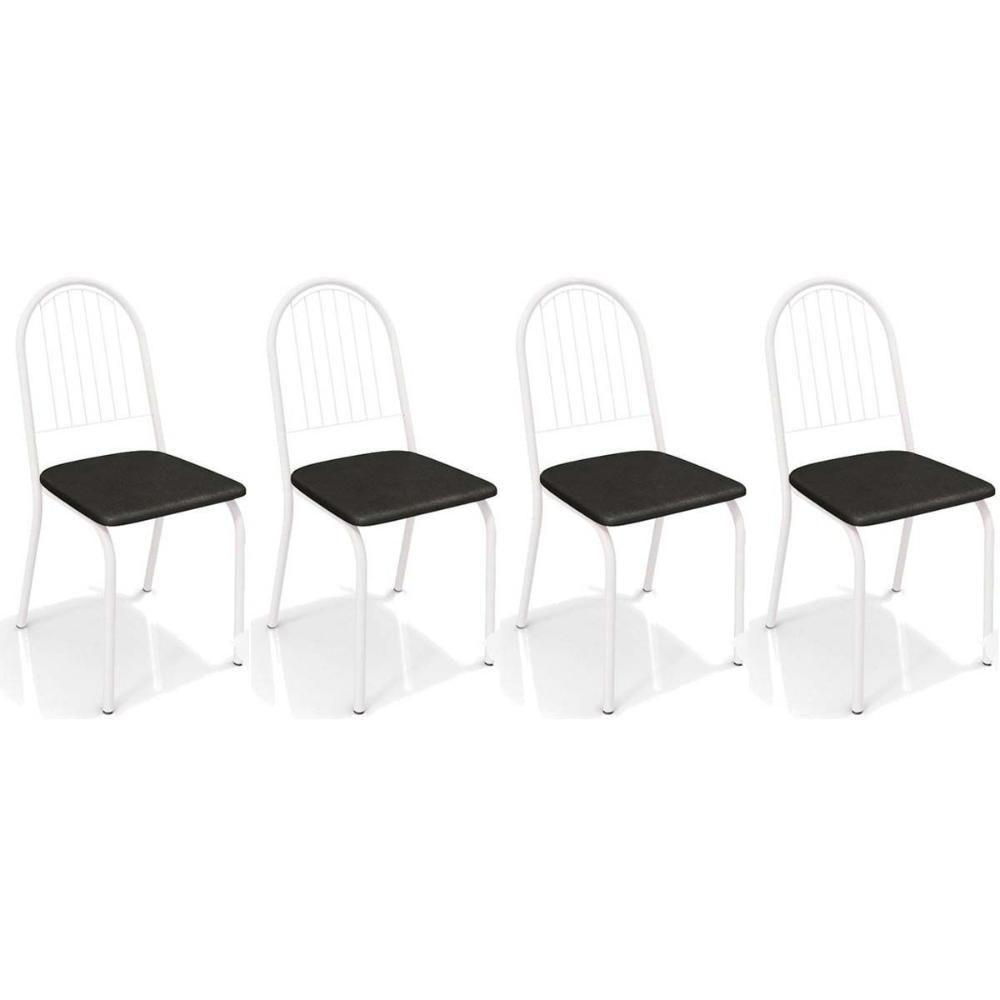 Kit 4 Cadeiras De Cozinha Noruega 2c077 4 Un Branco Fosco Preto 110 - 1