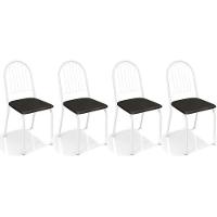 Kit 4 Cadeiras De Cozinha Noruega 2c077 4 Un Branco Fosco Preto 110 - 1