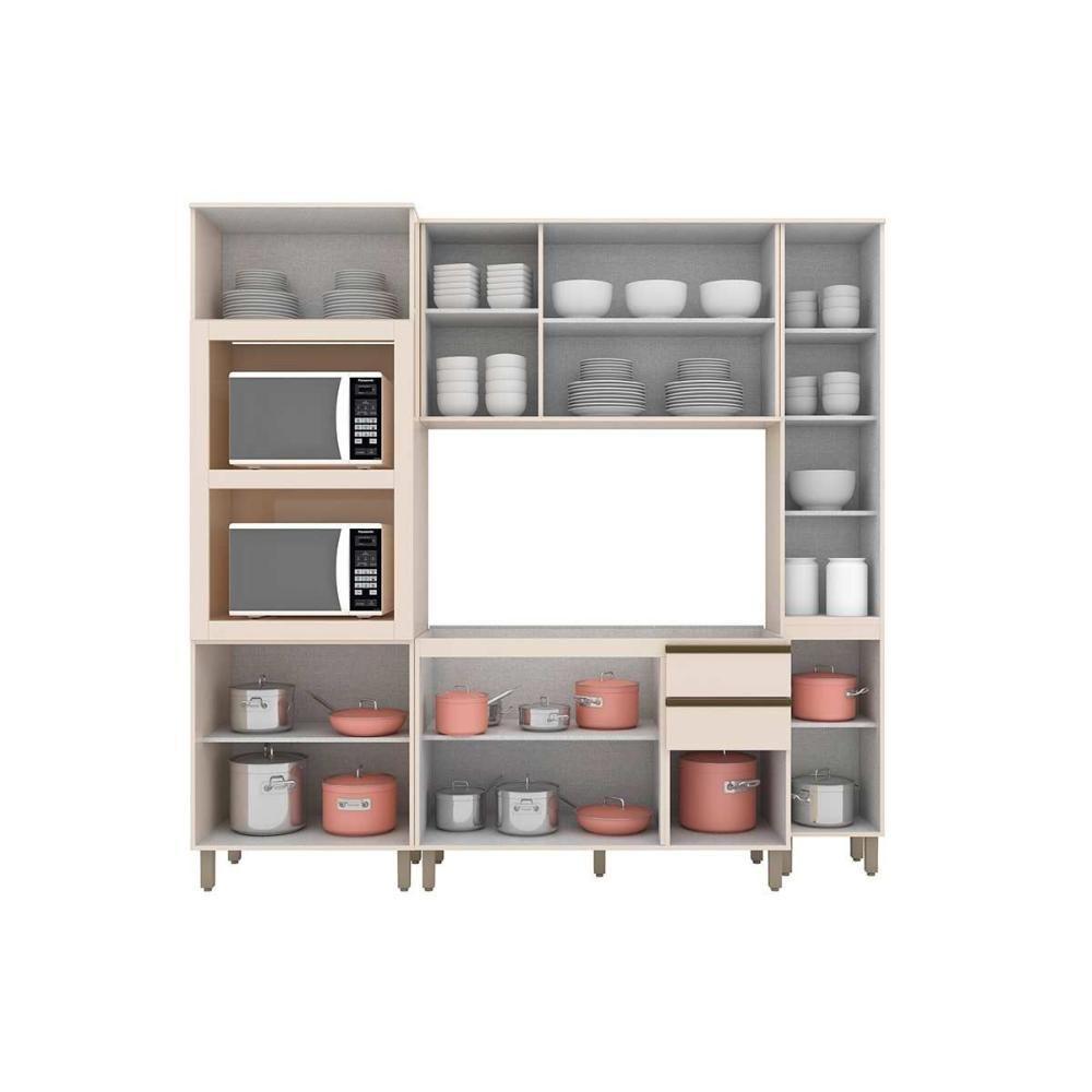 Cozinha Modulada Connect 4 Peças 1 Aéreo + Balcão + 2 Paneleiros C6p19 Duna Cristal2 Aéreos + 1 Balcão + 1 Complemento - 4