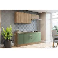 Kit Cozinha Modulada 5 Peças Botanic 2 Aéreos + 2 Balcões + 1 Complemento Sem Pia M665 Nogueira Verde Oliva - 1