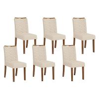 Kit 6 Cadeiras De Cozinha Julia 6 Un Freijó Linho Neve - 1