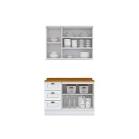 Cozinha Modulada Completa Americana 3 Peças 1 Aéreo + 1 Balcão + Complemento Cz126 Cinza