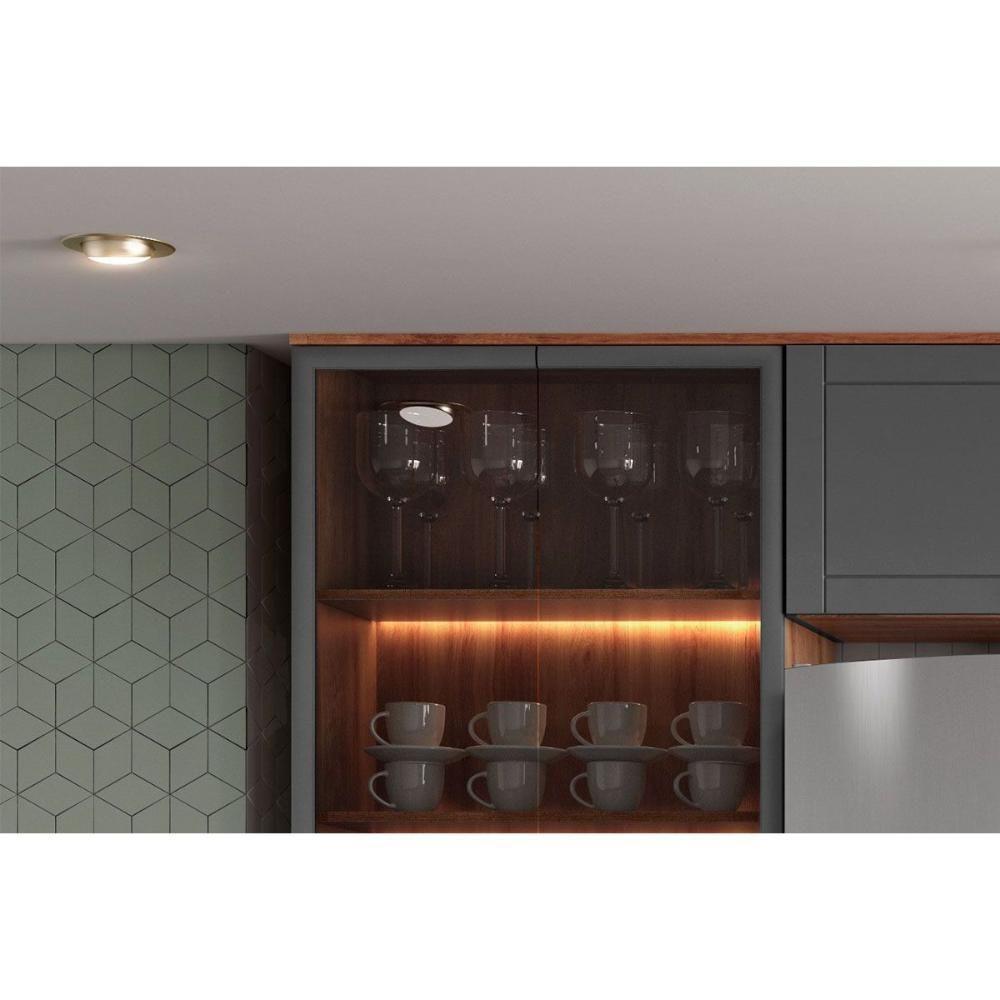 Kit Cozinha Modulada 5 Peças Bella 2 Aéreos + 1 Balcão+ Cristaleira + 1 Paneleiro C5p202 Nogal Cinza - 6