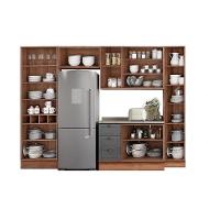 Kit Cozinha Modulada 5 Peças Bella 2 Aéreos + 1 Balcão+ Cristaleira + 1 Paneleiro C5p202 Nogal Cinza - 3