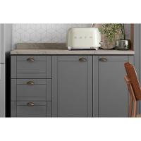 Kit Cozinha Modulada 5 Peças Bella 2 Aéreos + 1 Balcão+ Cristaleira + 1 Paneleiro C5p202 Nogal Cinza - 5