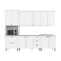 Cozinha Modulada Americana 6 Peças 2 Aéreos + 2 Balcões+ 1 Paneleiro + 1 Complemento Com Pés C5p62 Branco2 Aéreos + 1 Balcão + 1 Complemento - 1