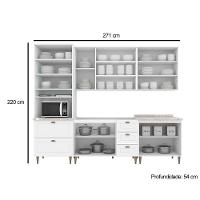 Cozinha Modulada Americana 6 Peças 2 Aéreos + 2 Balcões+ 1 Paneleiro + 1 Complemento Com Pés C5p62 Branco2 Aéreos + 1 Balcão + 1 Complemento - 6