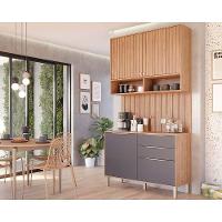 Kit Cozinha Modulada 3 Peças Divina 1 Aéreo + 1 Balcão + Complemento Cz008 Freijó Titanium - 1