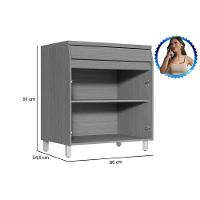 Módulo Cozinha Simone Mendes Balcão Com Tampo Simone Mendes Com 2 Portas E 1 Gaveta 80cm Carvalho Cinza - 5