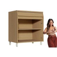 Módulo Cozinha Simone Mendes Balcão Com Tampo Simone Mendes Com 2 Portas E 1 Gaveta 80cm Carvalho Cinza - 6