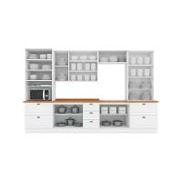 Cozinha Modulada Americana 8 Peças 2 Aéreos + 2 Balcões+ 2 Paneleiros + 2 Complementos C5p65 Branco2 Aéreos + 1 Balcão + 1 Complemento - 7