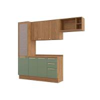 Kit Cozinha Modulada 5 Peças Botanic 2 Aéreos + 1 Balcão + 1 Paneleiro + 1 Complemento M654 Nogueira Fendi - 6