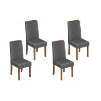 Kit 4 Cadeiras De Cozinha Zoe 4 Un Cedro Suede Lunar - 1