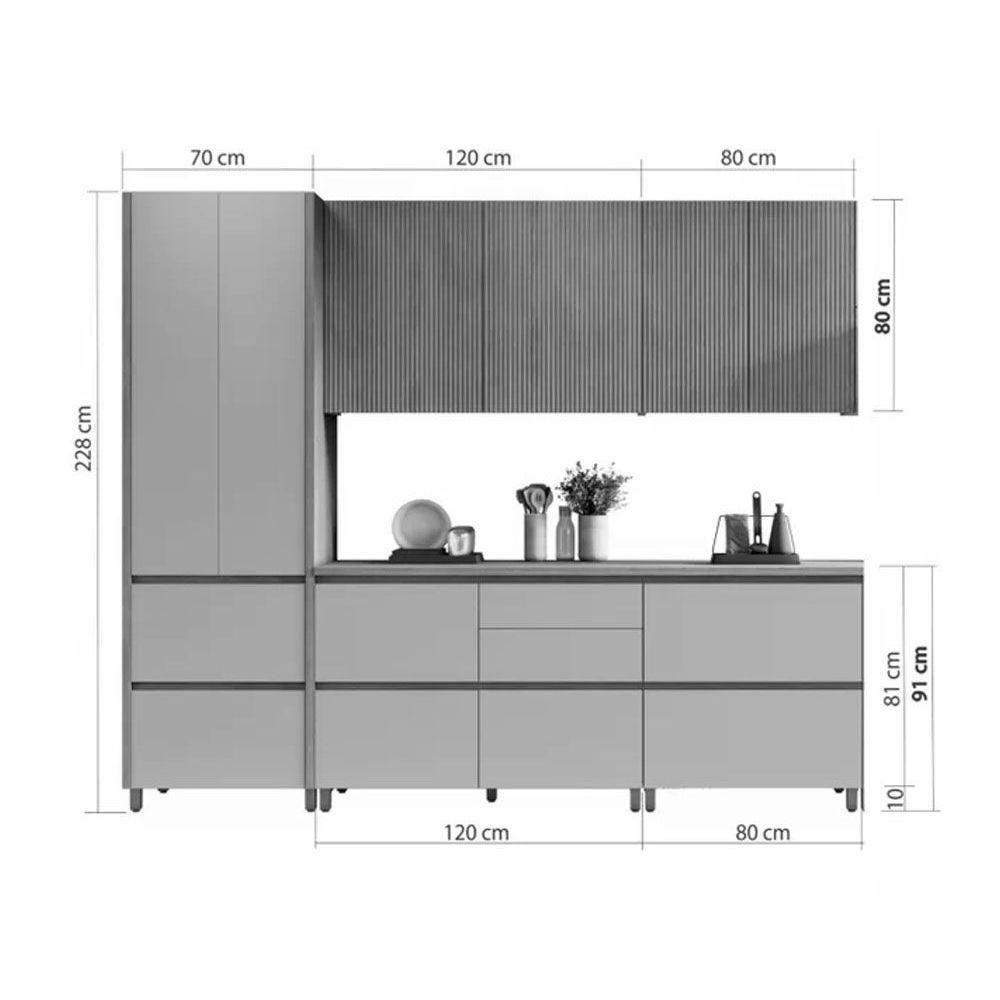 Kit Cozinha Modulada 5 Peças Rainha Gourmet 2 Aéreos + 2 Balcões + 1 Paneleiro C5p33 Nature Verde - 7