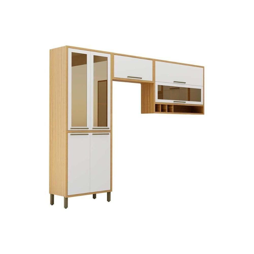 Kit Cozinha Modulada 3 Peças Syrah 2aéreos+ 1 Paneleiro Cpt01 Amendoa Branco Ronipa - 1