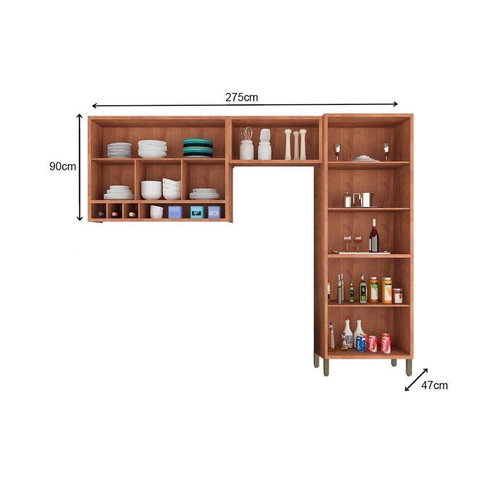 Kit Cozinha Modulada 3 Peças Syrah 2aéreos+ 1 Paneleiro Cpt01 Amendoa Branco Ronipa - 3