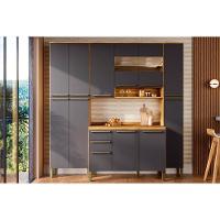 Kit Cozinha Modulada 4 Peças Nápoli Prime 1 Aéreo + Balcão + 2 Paneleiros C4p95 Amendoa Grafite Ronipa - 1