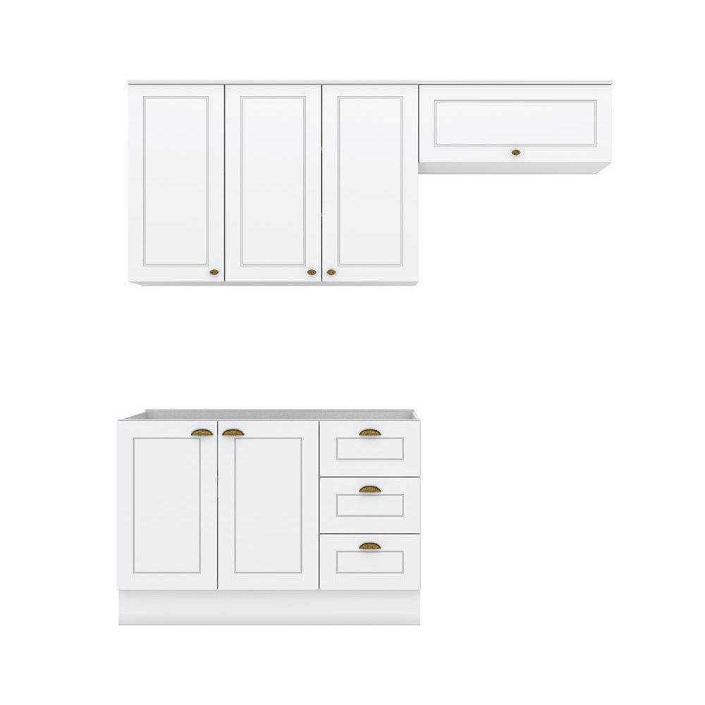 Kit Cozinha Modulada 3 Peças Americana 2 Aéreos + 1 Balcão Sem Pia Cz136 Branco - 7