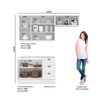 Kit Cozinha Modulada 3 Peças Americana 2 Aéreos + 1 Balcão Sem Pia Cz136 Branco