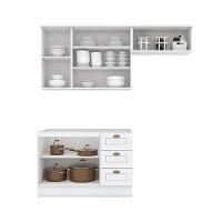 Kit Cozinha Modulada 3 Peças Americana 2 Aéreos + 1 Balcão Sem Pia Cz136 Branco - 5